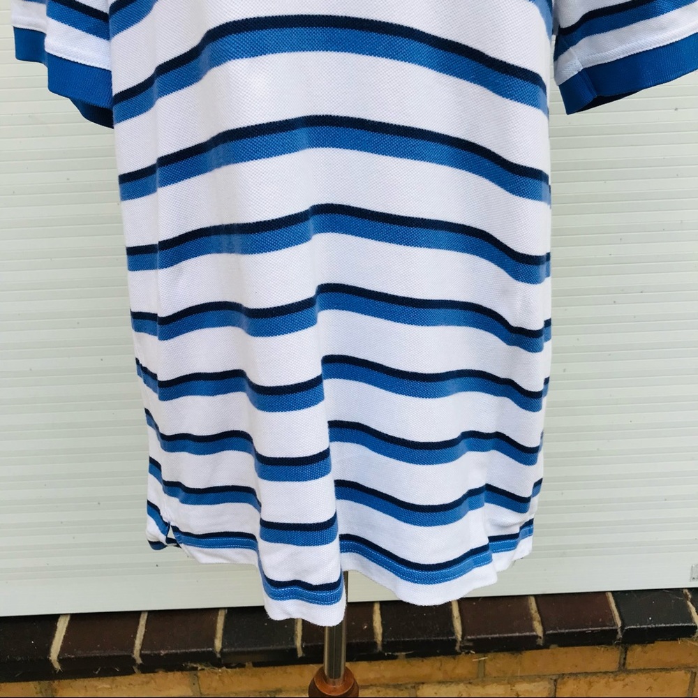 RM Williams Size Large Polo Shirt White Blue Stripe Casual 100% Cotton - Picture 4 of 8